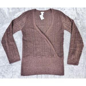 Maurices Brown Metallic‎ Wrap Sweater Womens Medium Long Sleeve Knit New